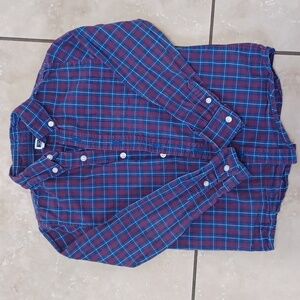 Janie And Jack Red, Purple, And Blue Plaid Button-Up Kids Shirt, Size 6